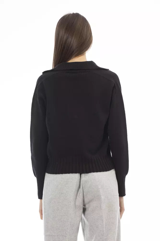 Alpha Studio Black Wool Sweater