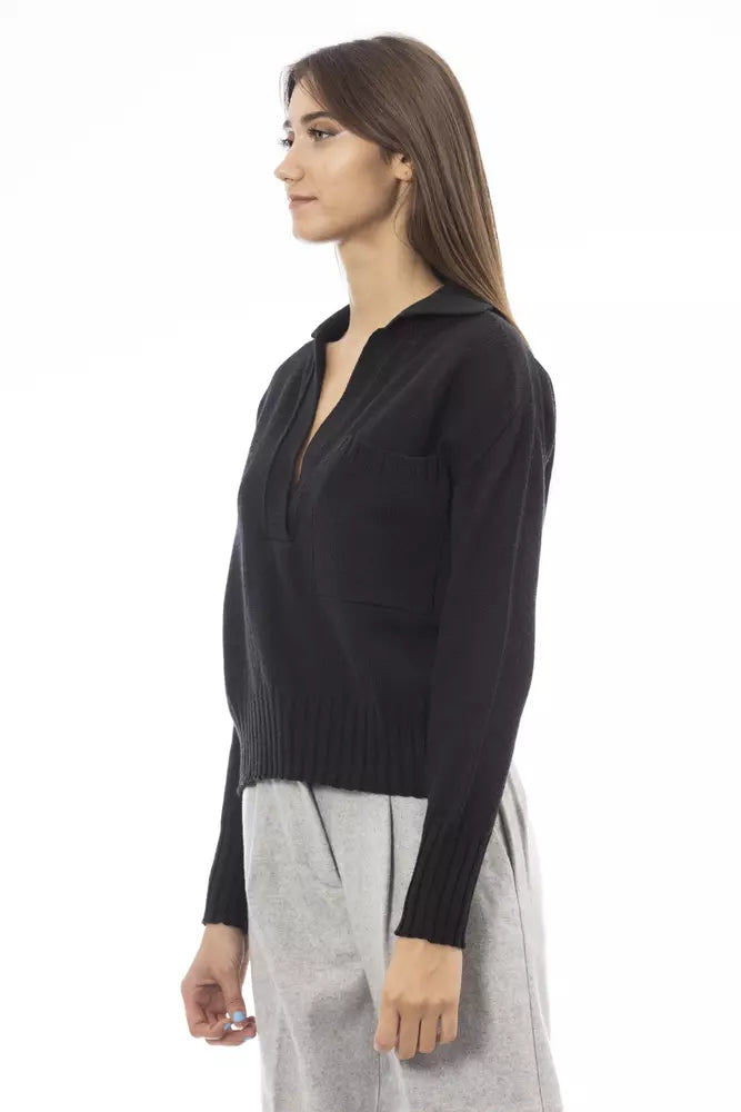 Alpha Studio Black Wool Sweater