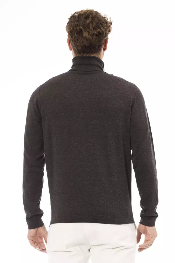 Alpha Studio Brown Cotton Sweater