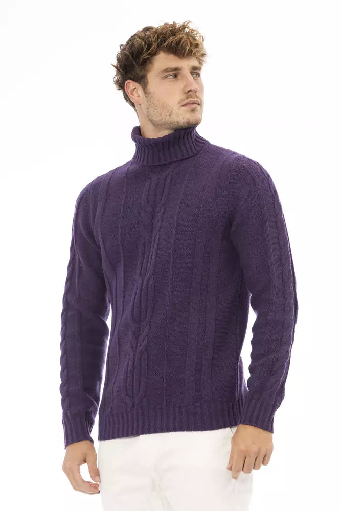 Alpha Studio Purple Merino Wool Sweater