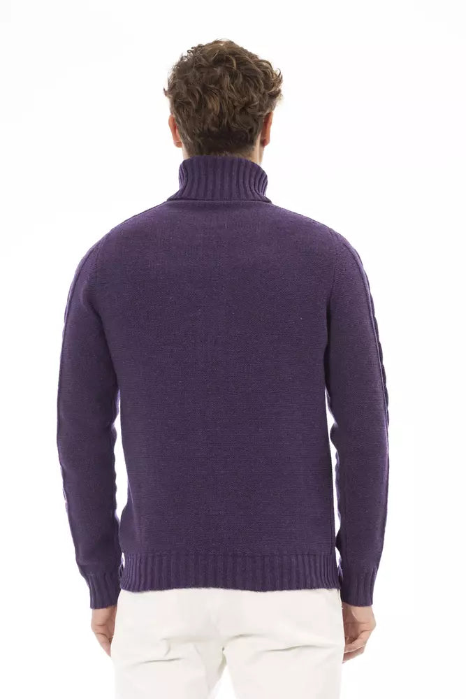 Alpha Studio Purple Merino Wool Sweater