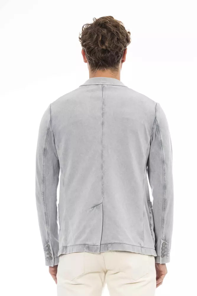 Distretto12 Gray Cotton Blazer