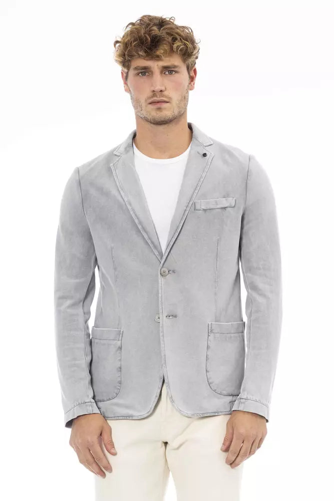 Distretto12 Gray Cotton Blazer