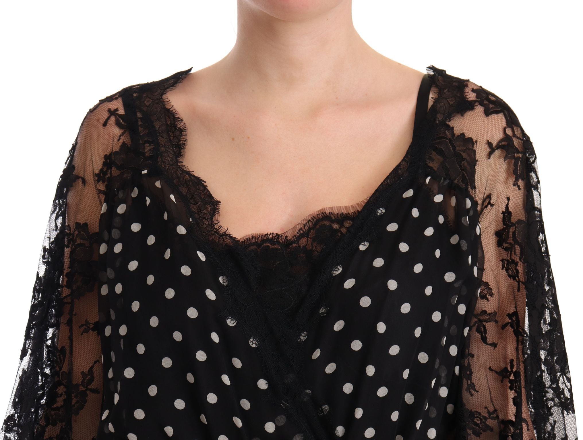 Black Lace Floral Polka Maxi Capri Dress