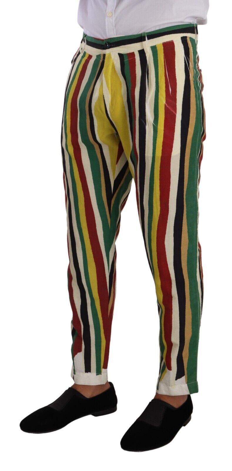 Multicolor Striped Linen Cotton Pants