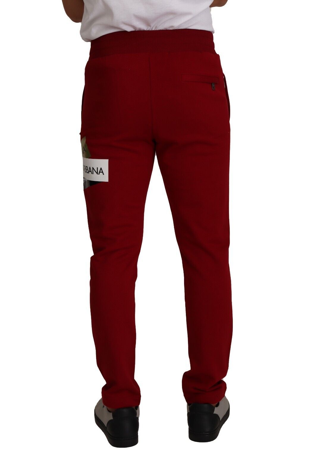 Red Cotton Logo Patch Sweatpants Jogging Pants