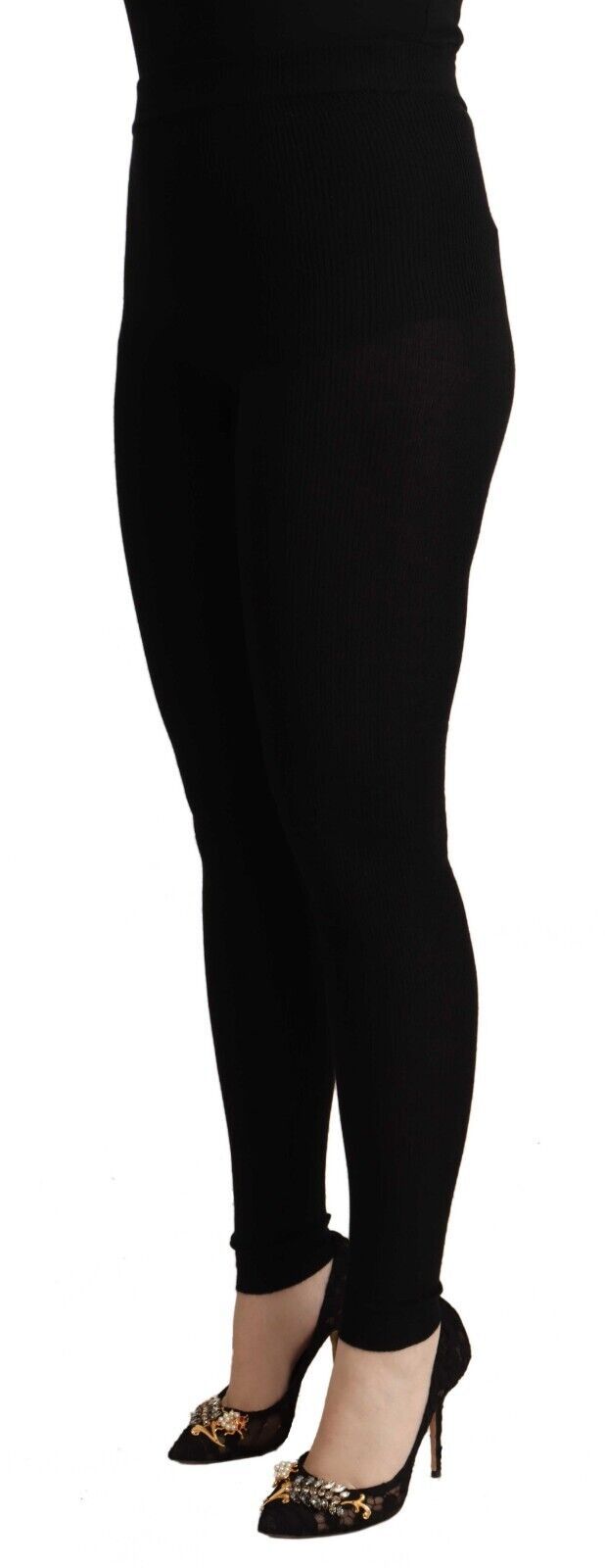 Black Cashmere Stretch Waist Tights Pants