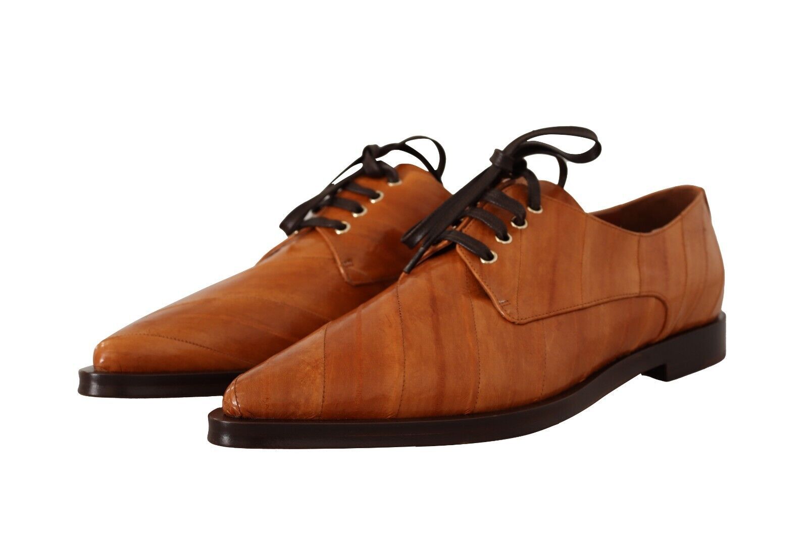 Brown Eel Leather Lace Up Formal Shoes