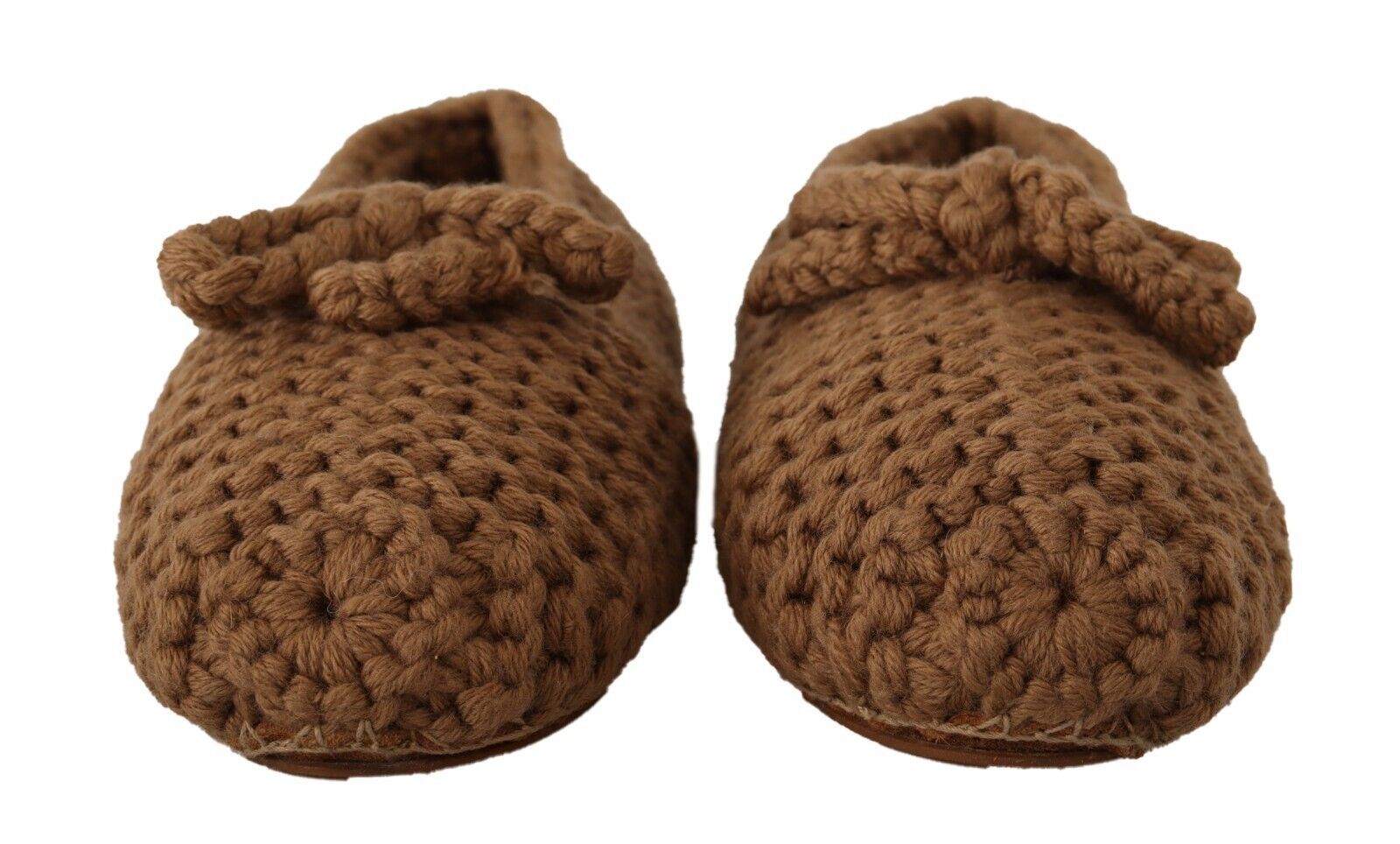 Brown Slip On Ballerina Flats Wool Knit Shoes