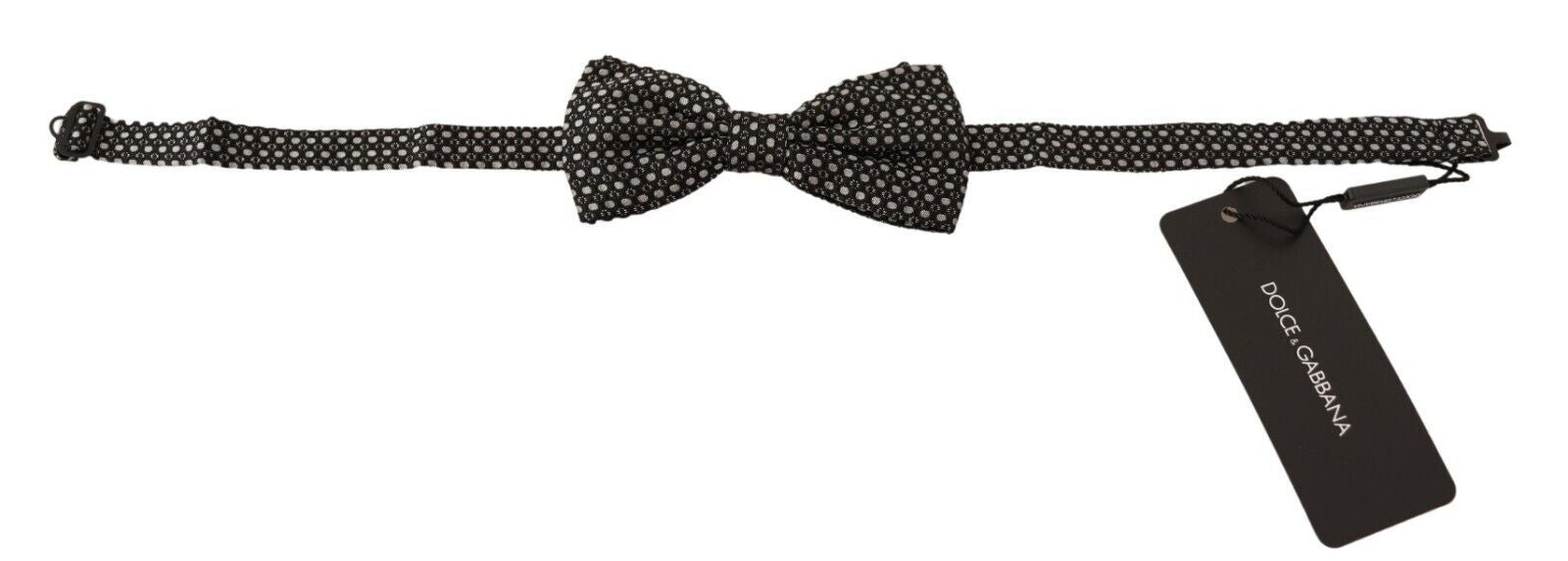 Black Patterned Adjustable Neck Papillon Bow Tie