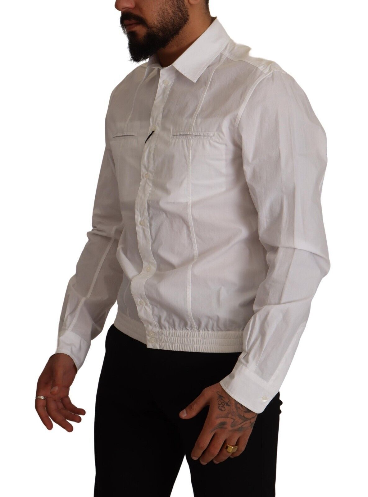 White Cotton Button Down Men Collared Shirt