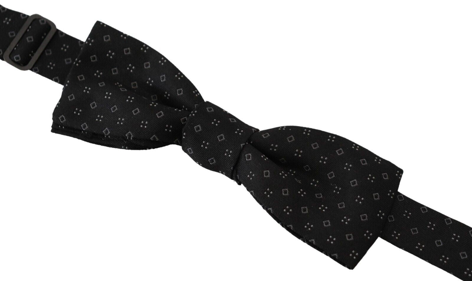 Black Silk Patterned Necktie Men Accessory Bow Tie