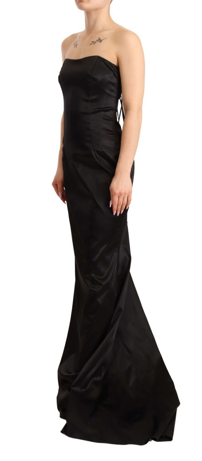 Black Silk Stretch Sheath Mermaid Gown Dress