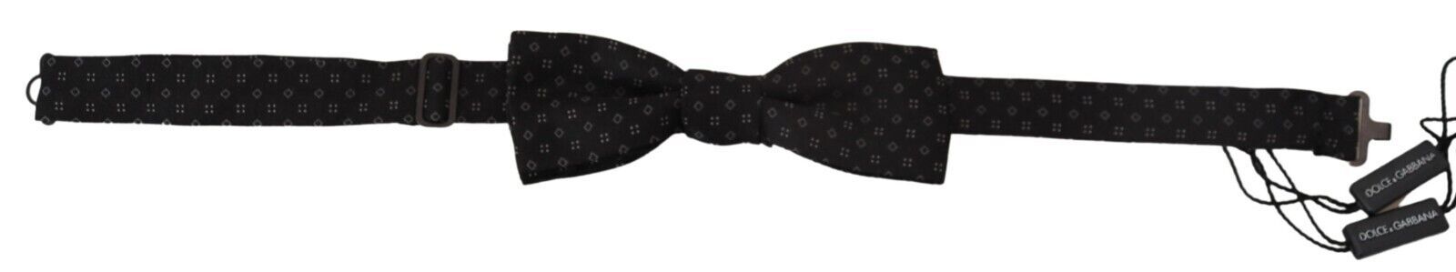 Black Silk Patterned Necktie Men Accessory Bow Tie