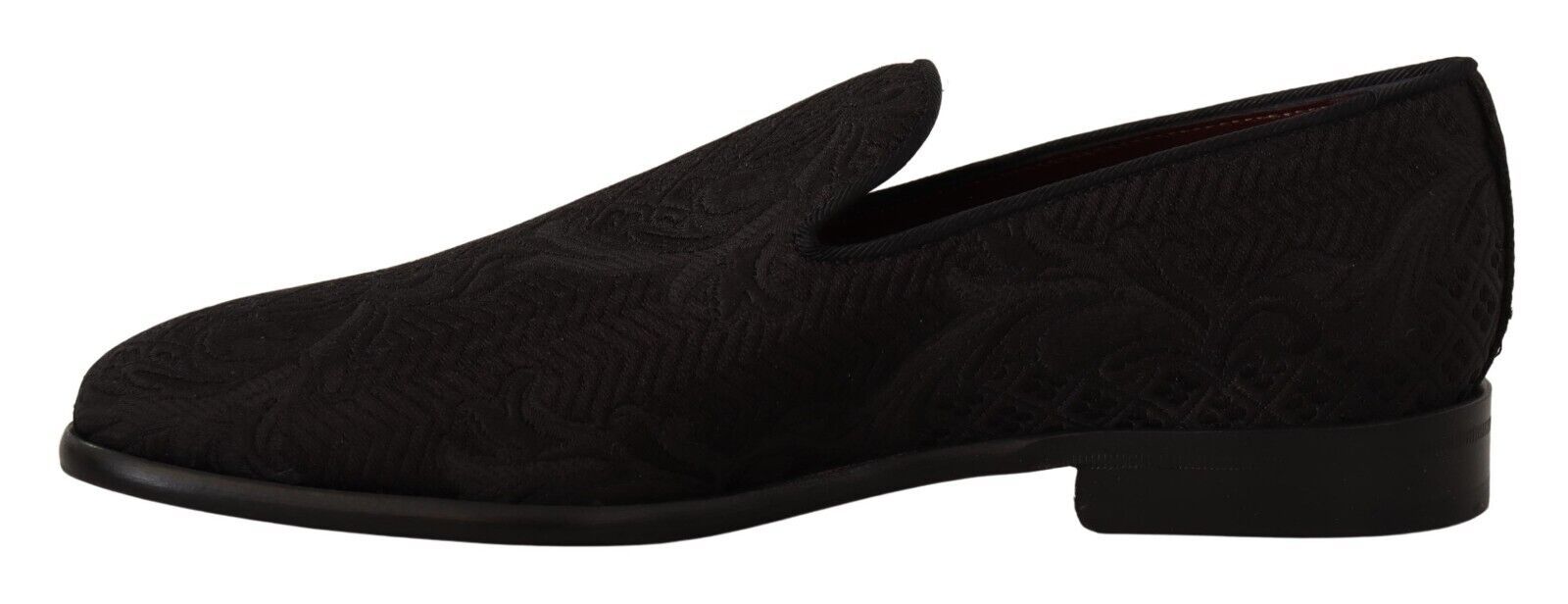 Black Floral Brocade Slippers Loafers Shoes