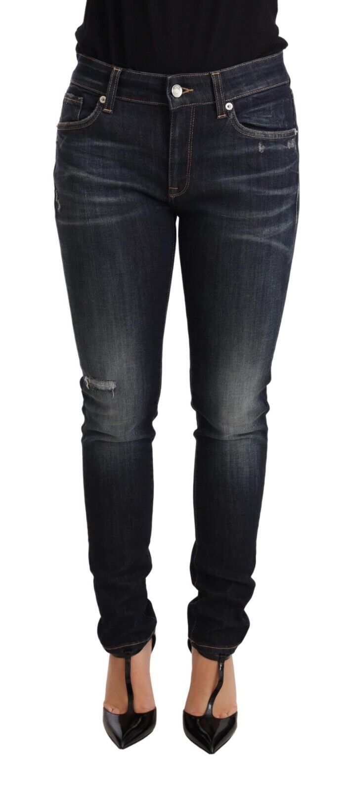 Blue Wash Slim Skinny Denim Cotton Stretch Jeans