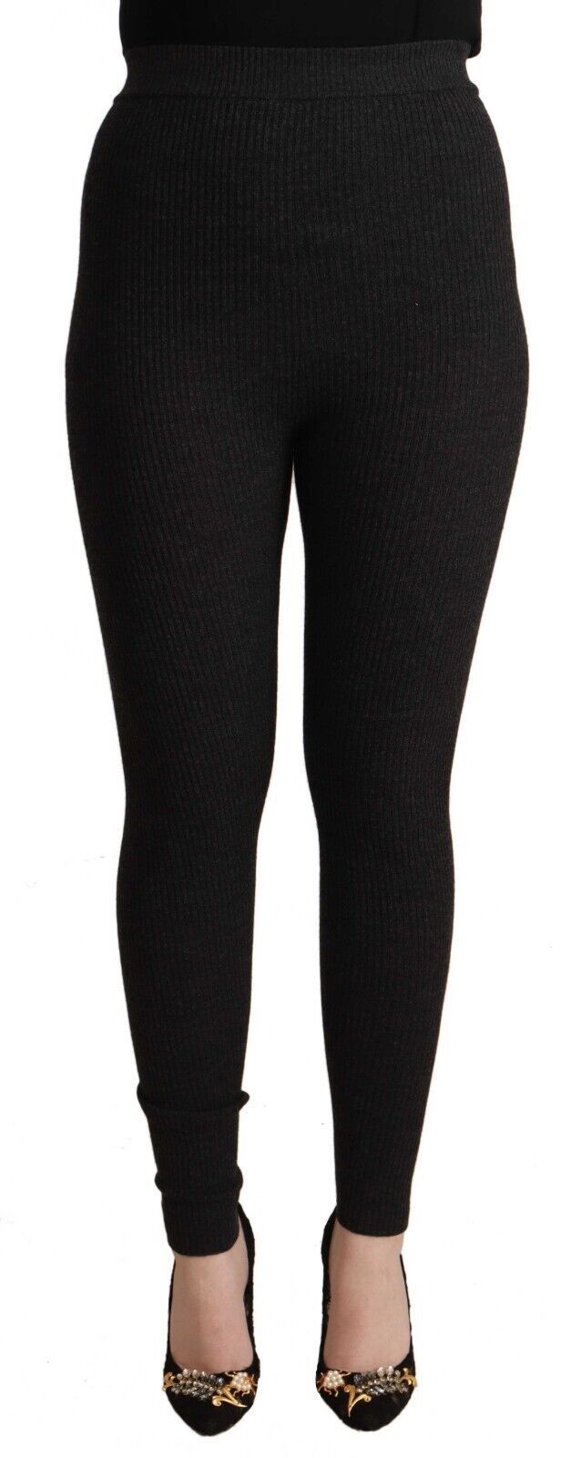 Black Virgin Wool Stretch Waist Tights Pants