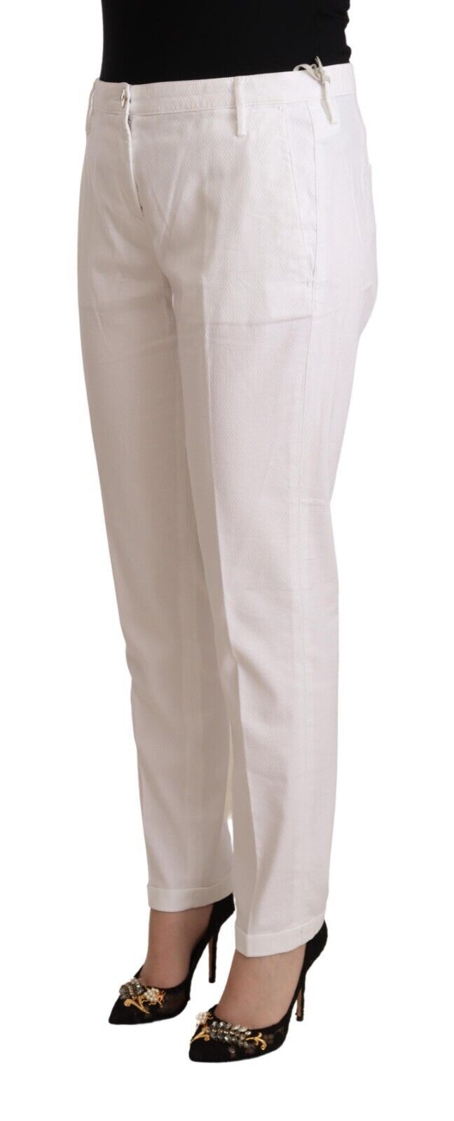 White Mid Waist Tapered Birgitte Pants