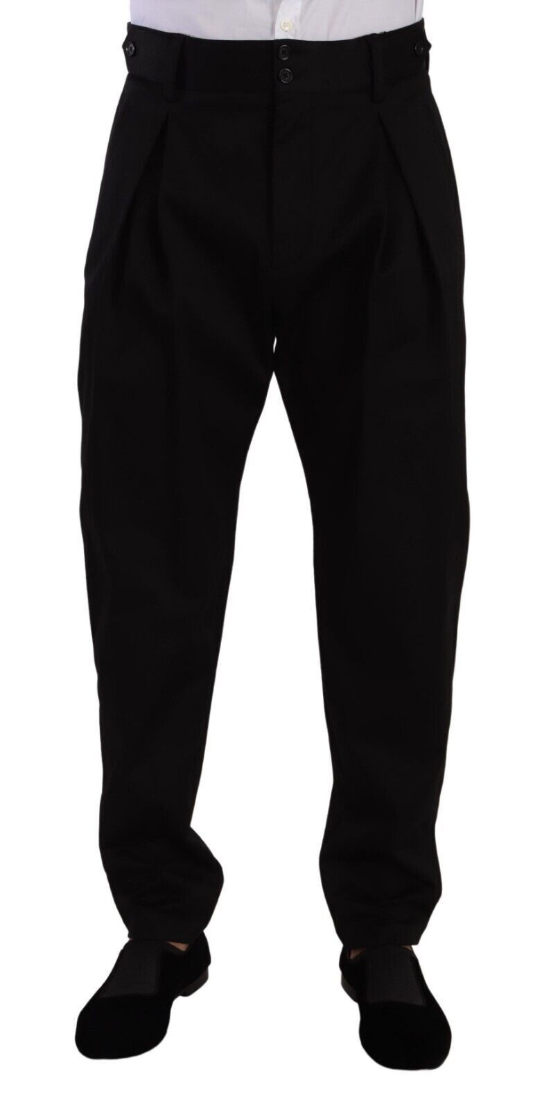 Black Cotton High Waist Men Trouser Dress Pants