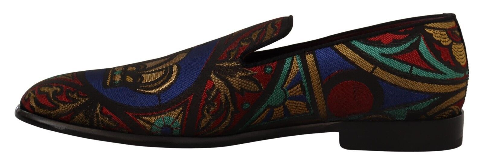 Multicolor Jacquard Crown Slippers Loafers Shoes