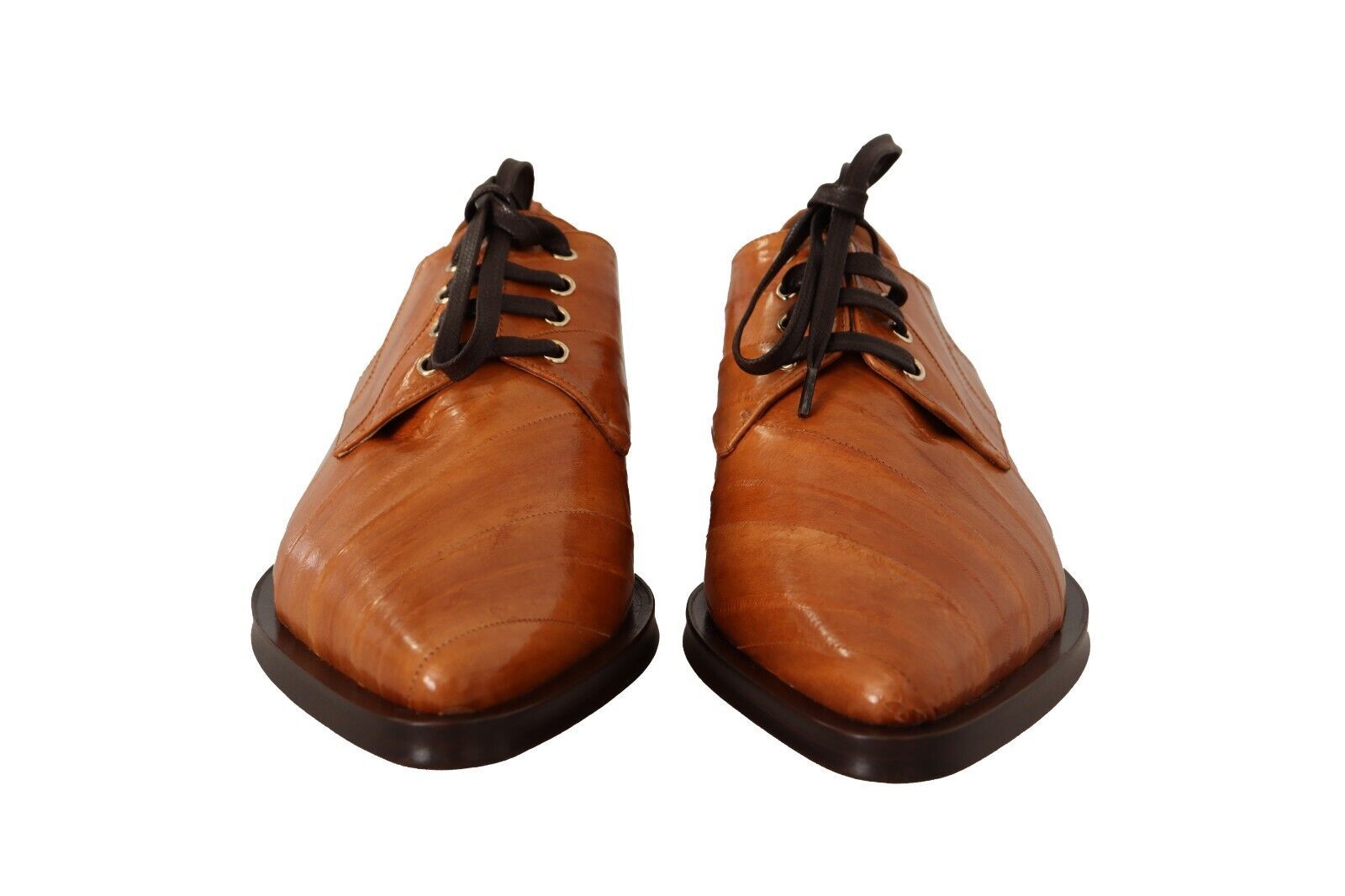 Brown Eel Leather Lace Up Formal Shoes