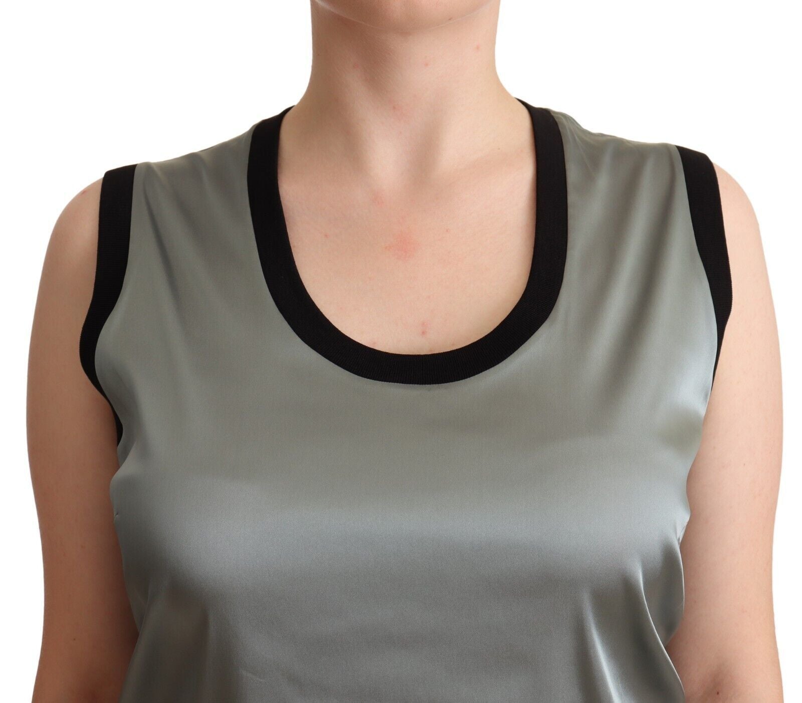 Silver Round Neck Sleeveless Casual Tank Top