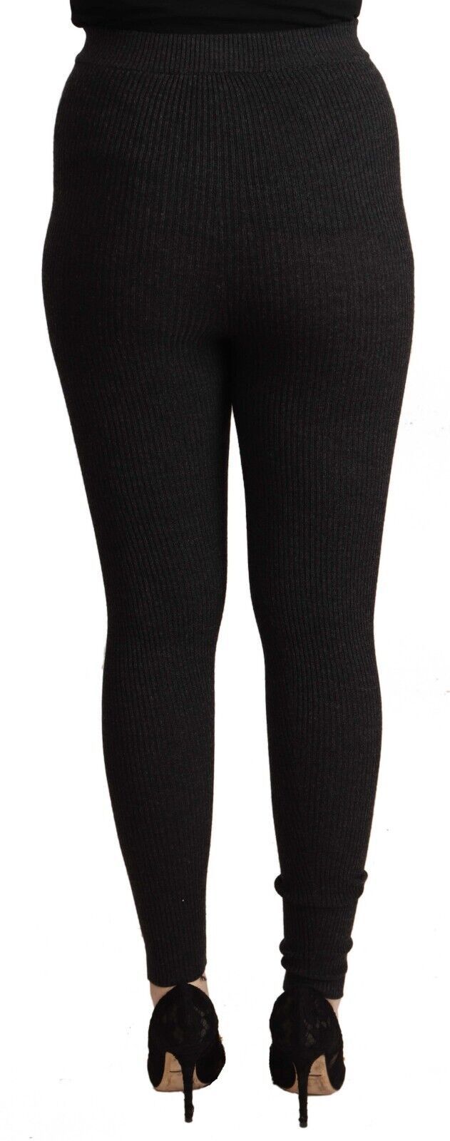 Black Virgin Wool Stretch Waist Tights Pants