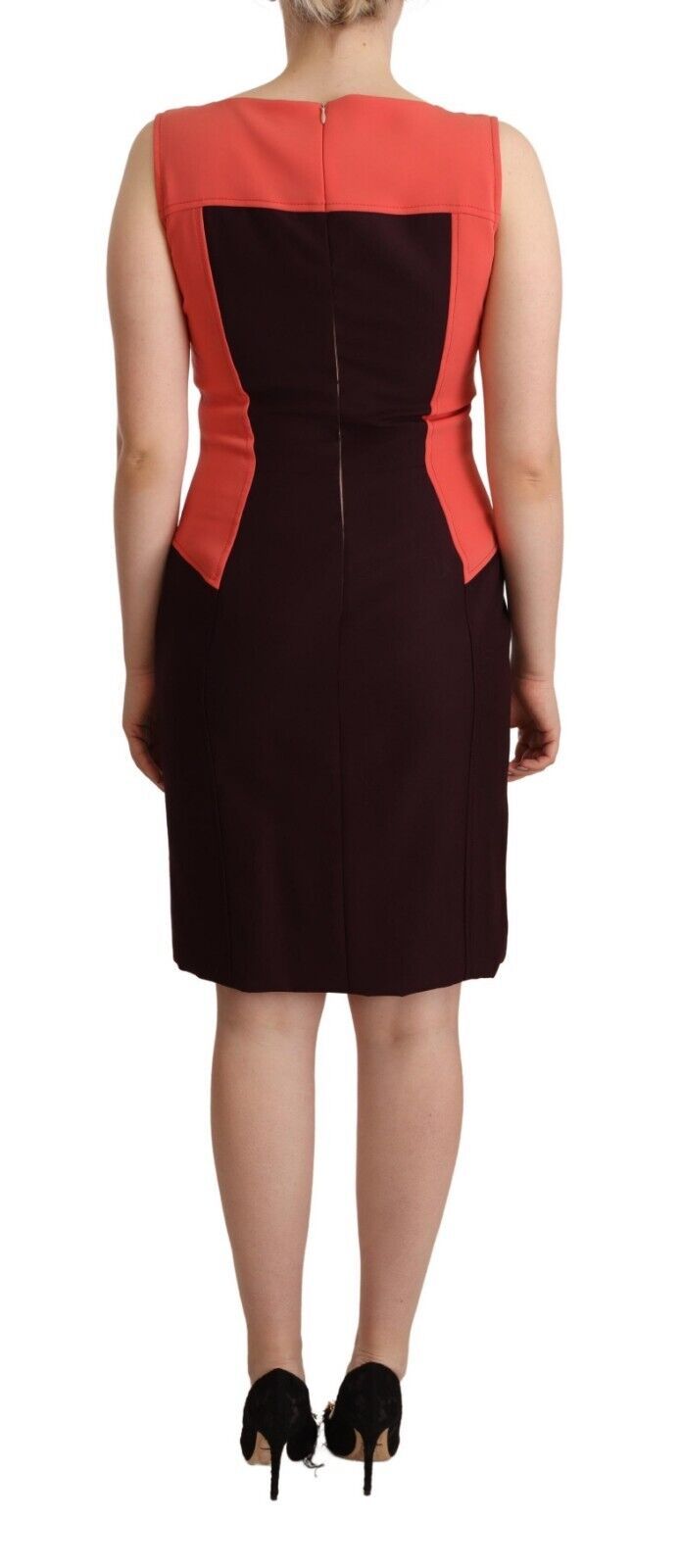 Multicolor Polyester Sleeveless Sheath Knee Length Dress