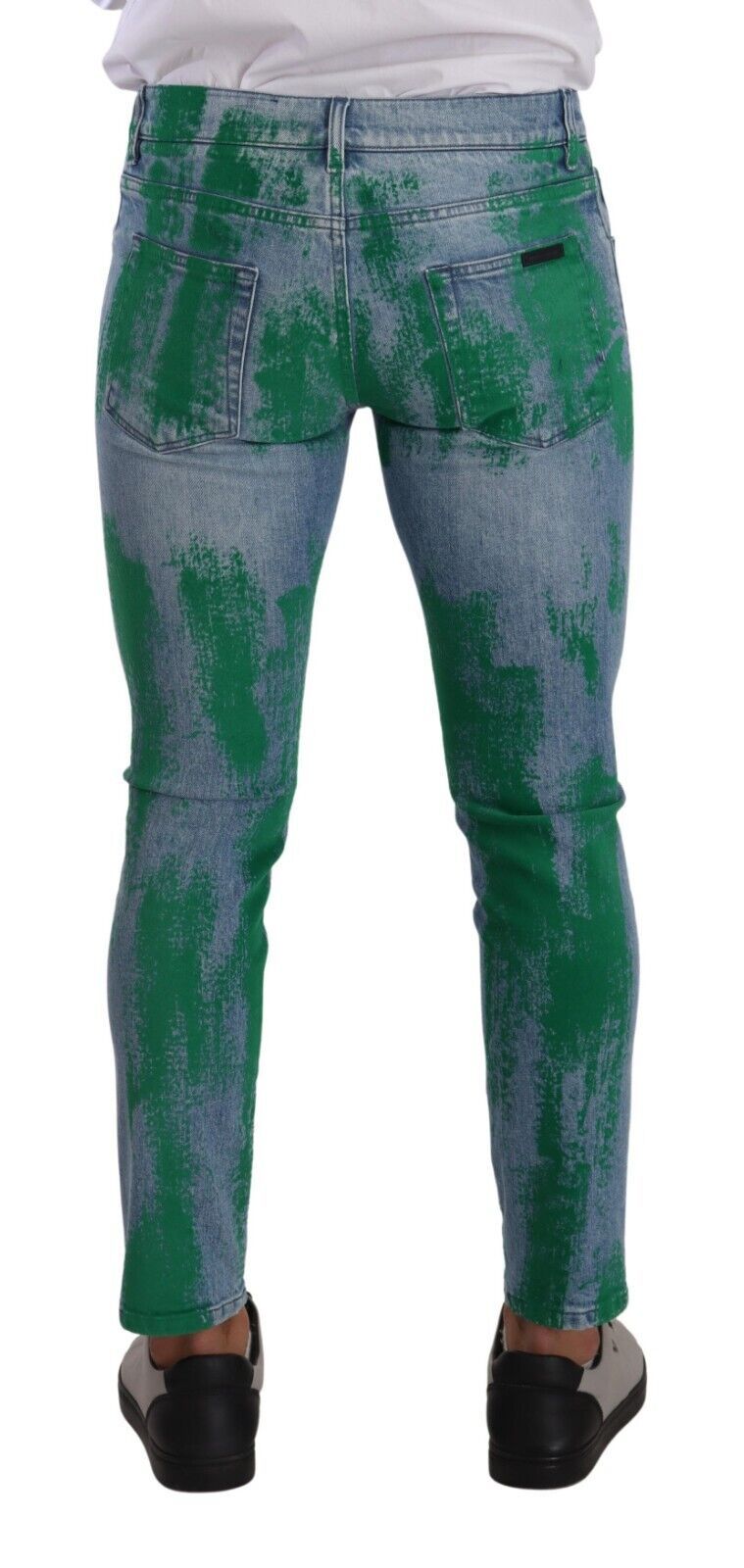 Blue Green Dye Cotton Skinny Denim Jeans