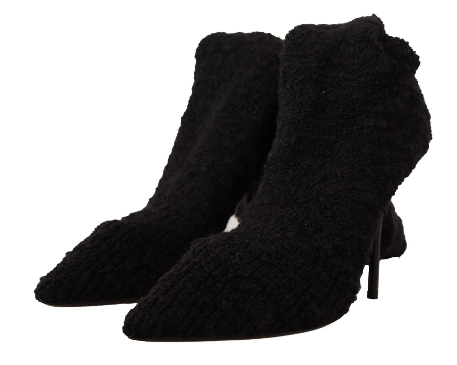 Black Stretch Socks Knee High Booties Shoes