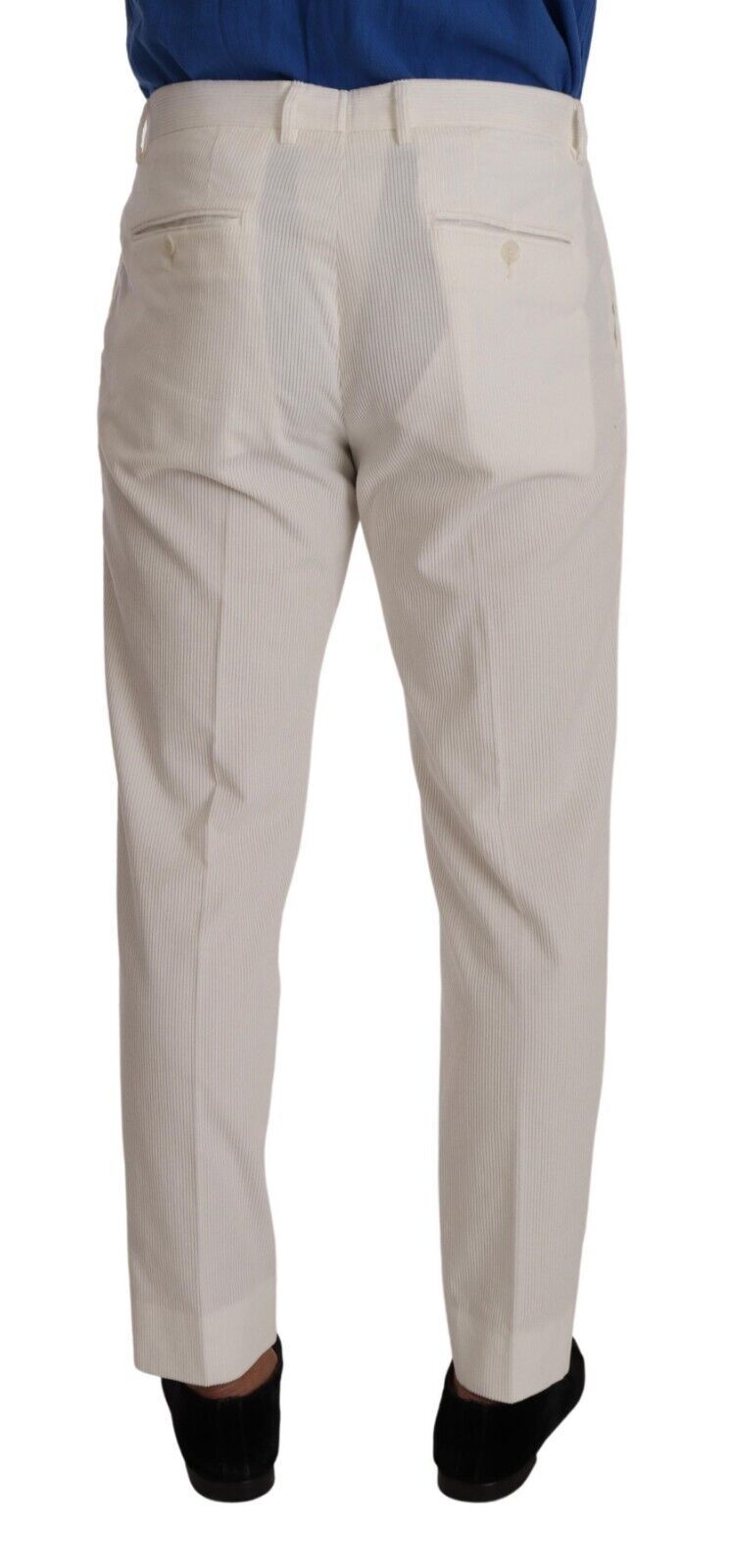 White Corduroy Cotton Men Tapered Pants