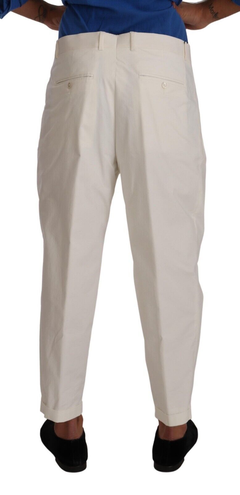 White Cotton Tapered Men Trouser Dress Pants