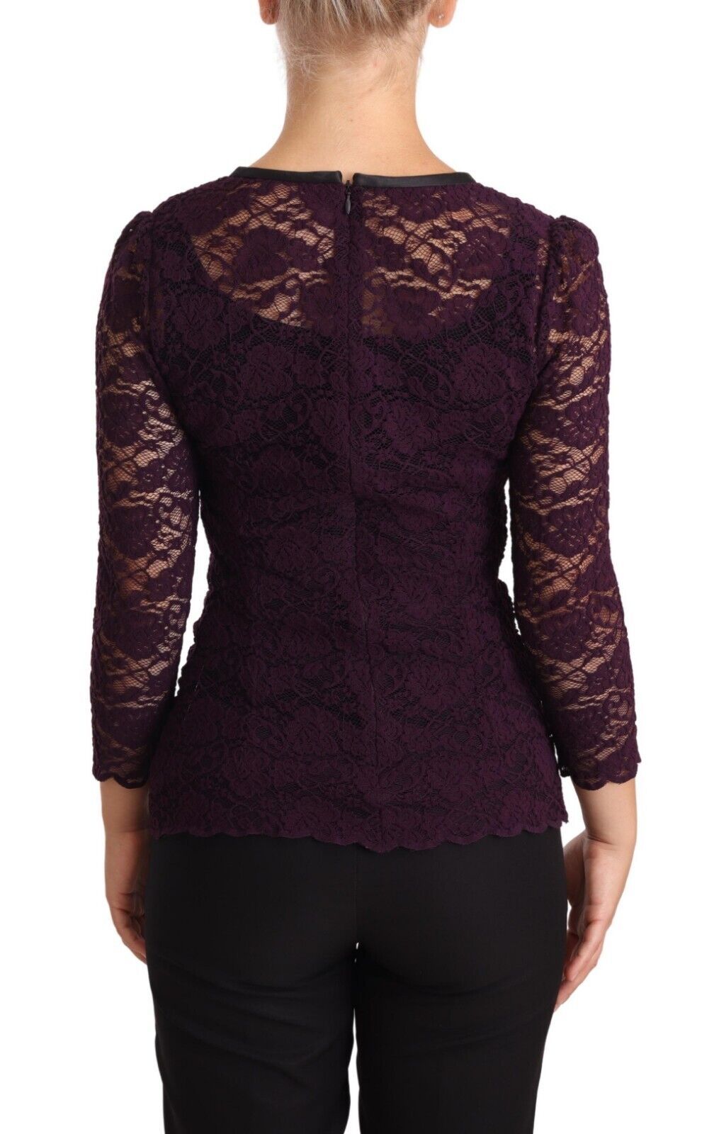 Purple Lace Long Sleeve Top Blouse