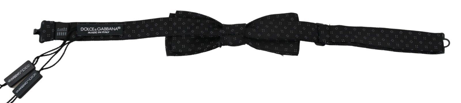 Black Silk Patterned Necktie Men Accessory Bow Tie