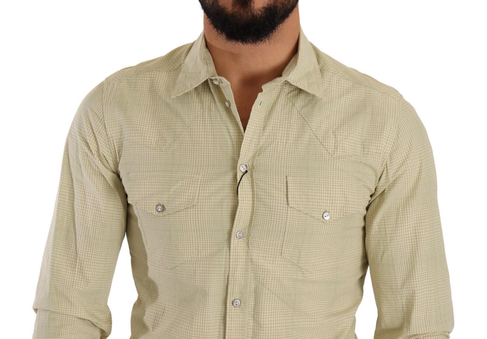 Yellow SICILIA Cotton Casual Slim Fit Shirt