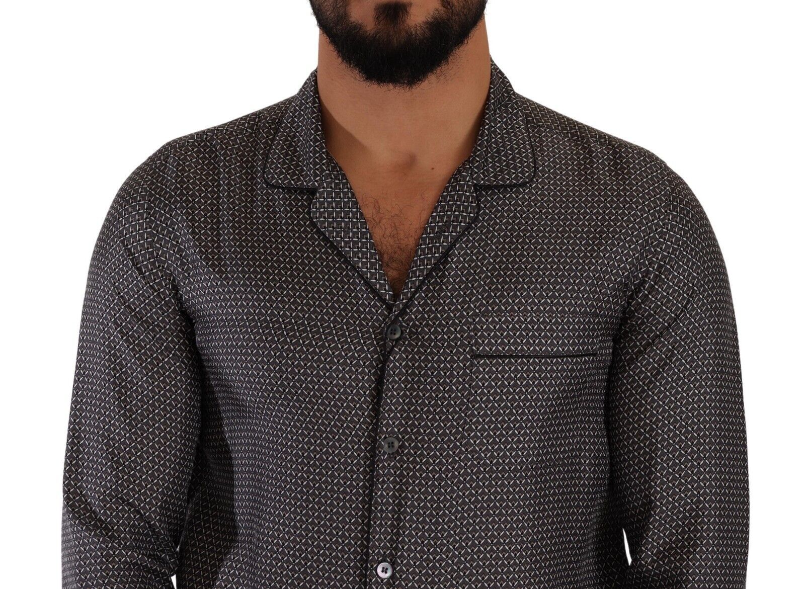 Gray Fantasy Pattern Pajama Top Mens Shirt