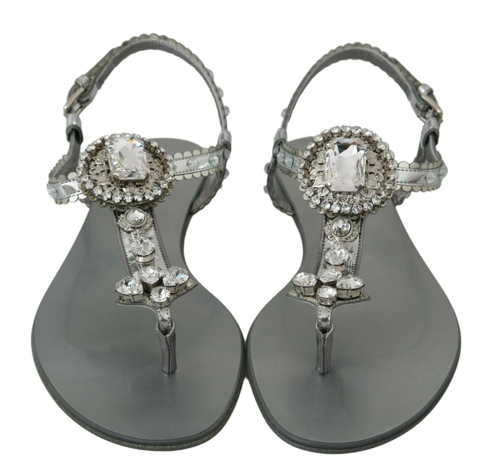 Silver Crystal Sandals Flip Flops Shoes