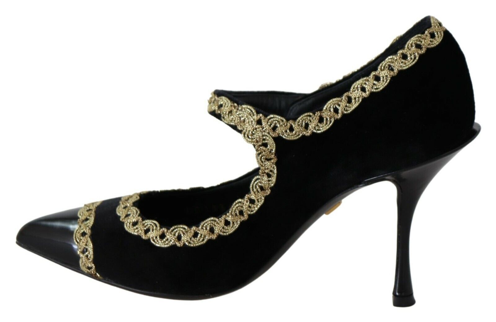 Black Embellished Velvet Mary Jane Pumps Shoes