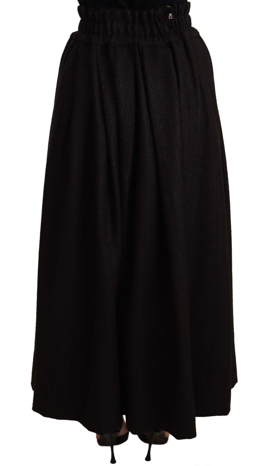 Black Wool High Waist Maxi PIECE Skirt