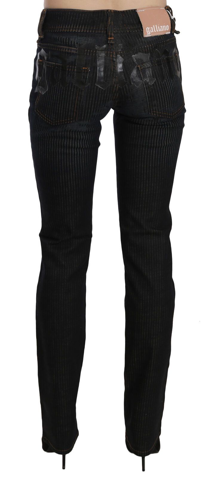 Black Mid Waist Slim Fit Corduroy Denim Casual Pants