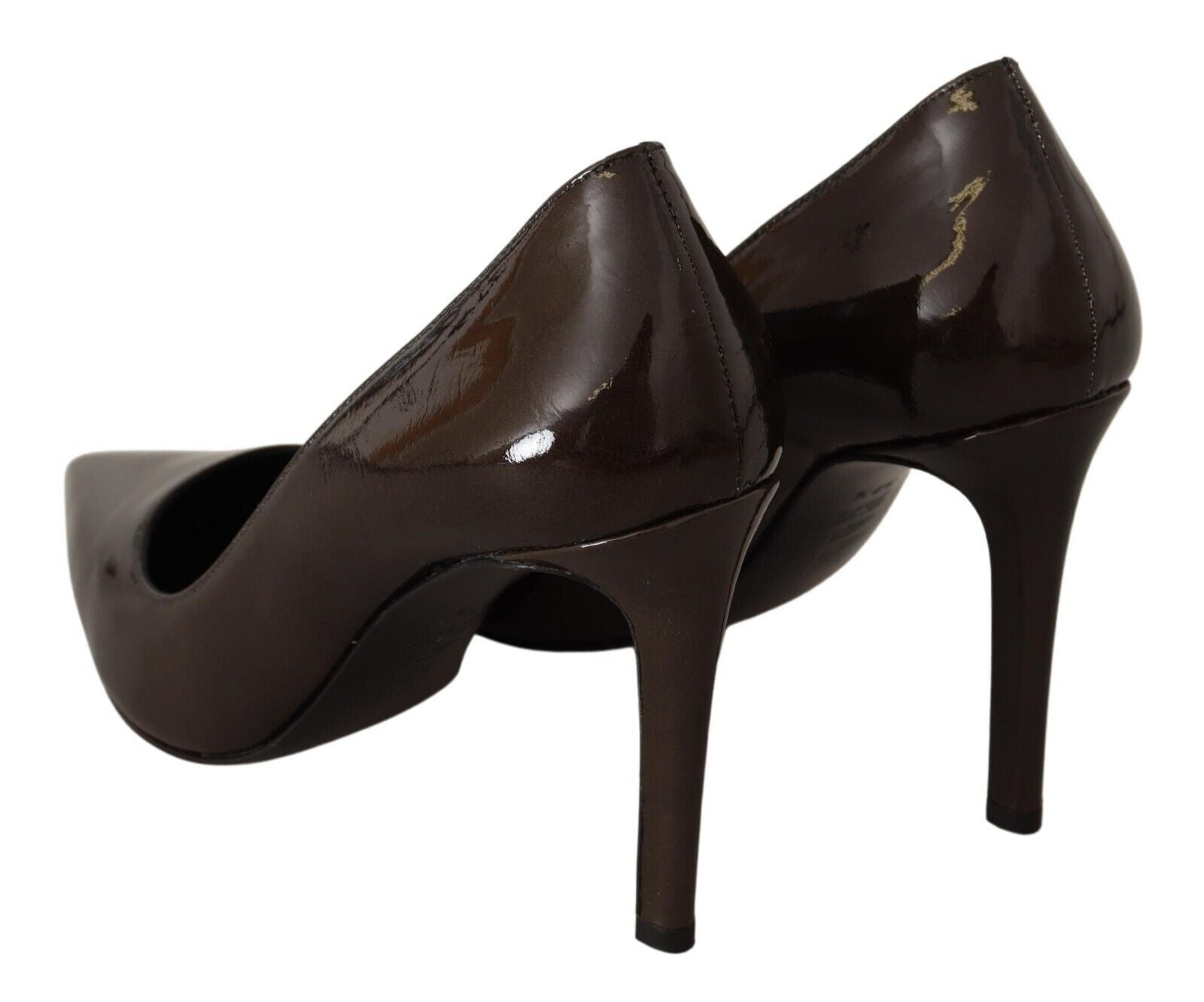 Brown Patent Leather Stiletto Heels Pumps Shoes