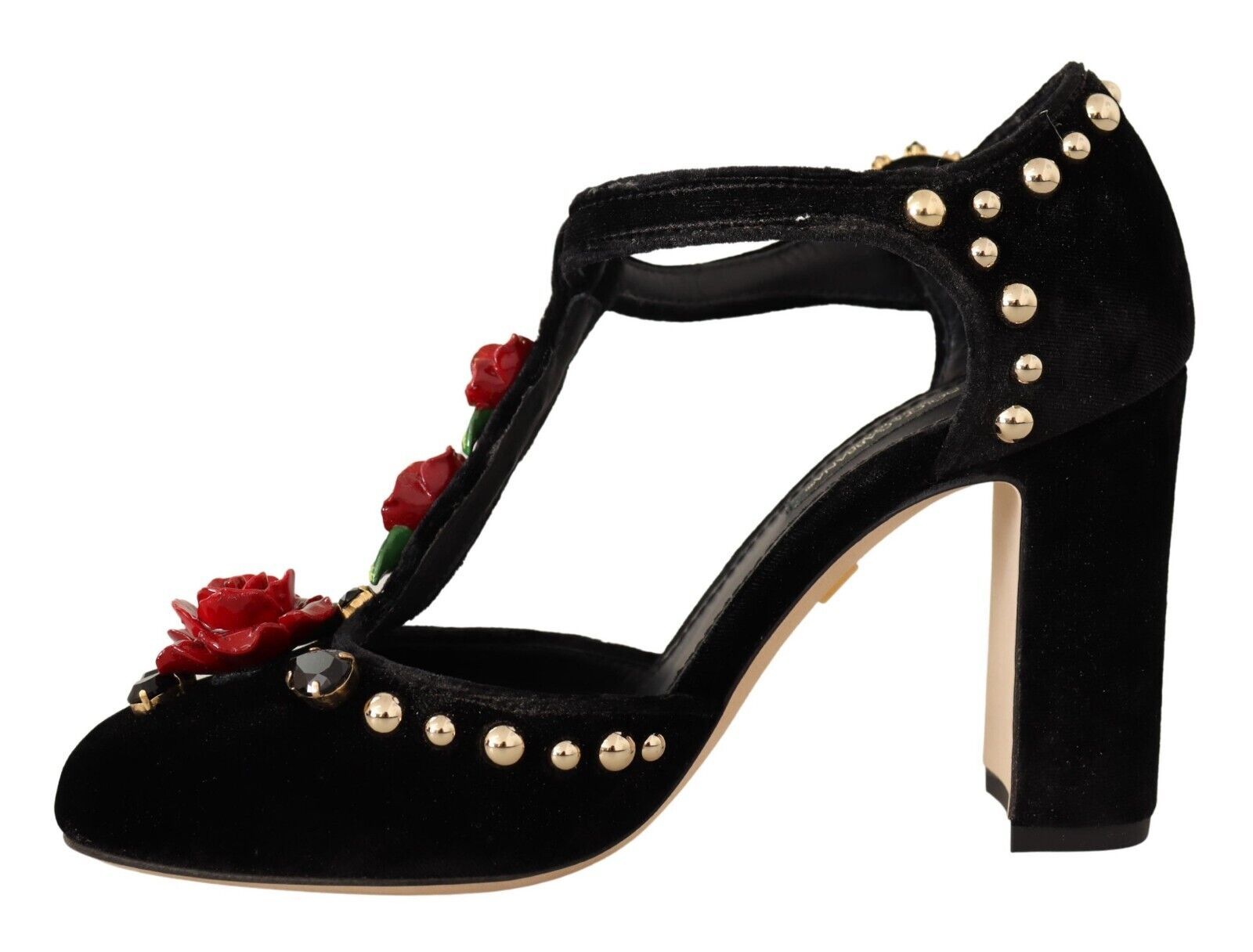 Black Mary Jane Pumps Roses Crystals Shoes