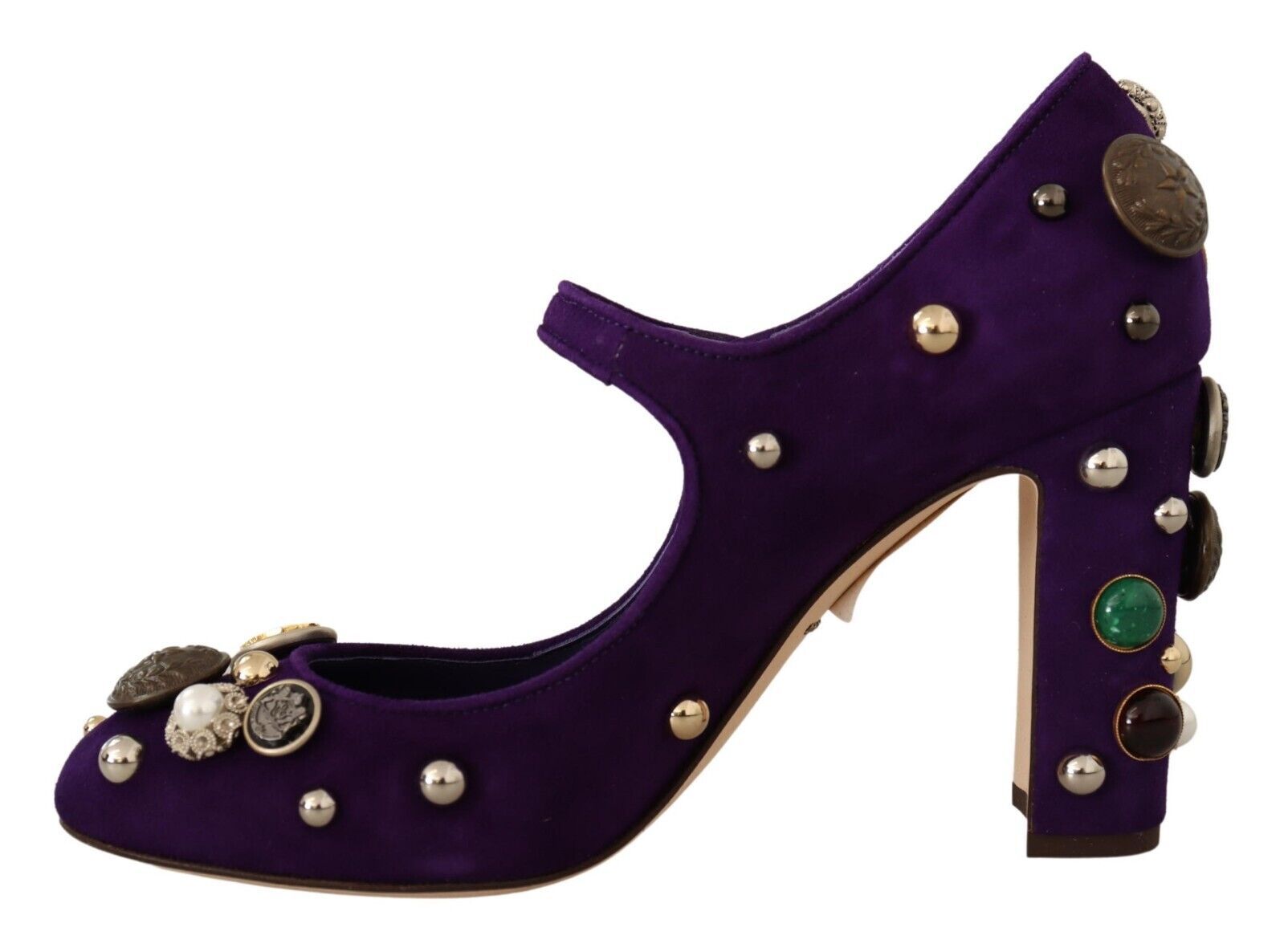 Purple Suede Embellished Pump Mary Jane Shoes