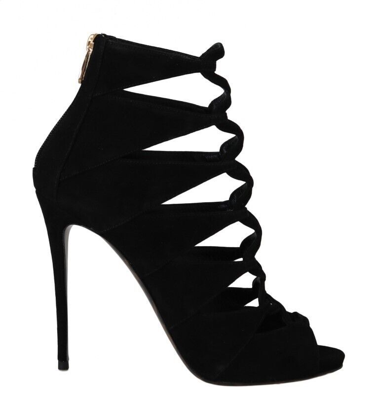 Black Suede Ankle Strap Sandals Boots Shoes