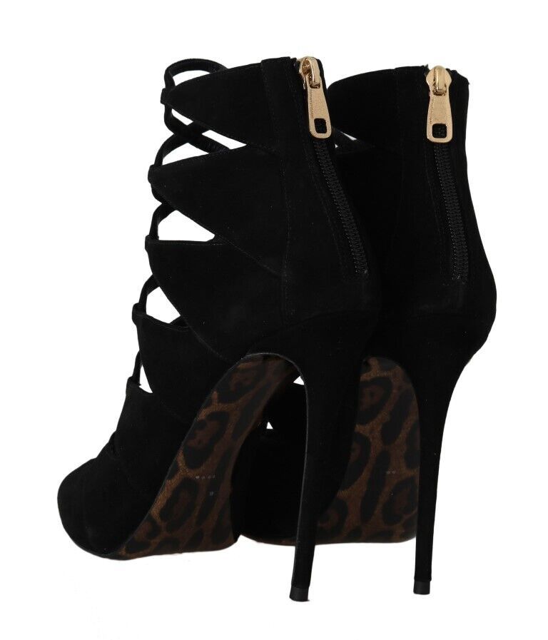 Black Suede Ankle Strap Sandals Boots Shoes