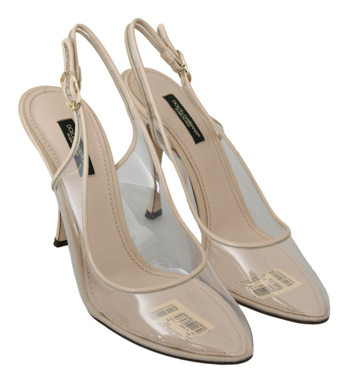 Slingback PVC Beige Clear High Heels Shoes