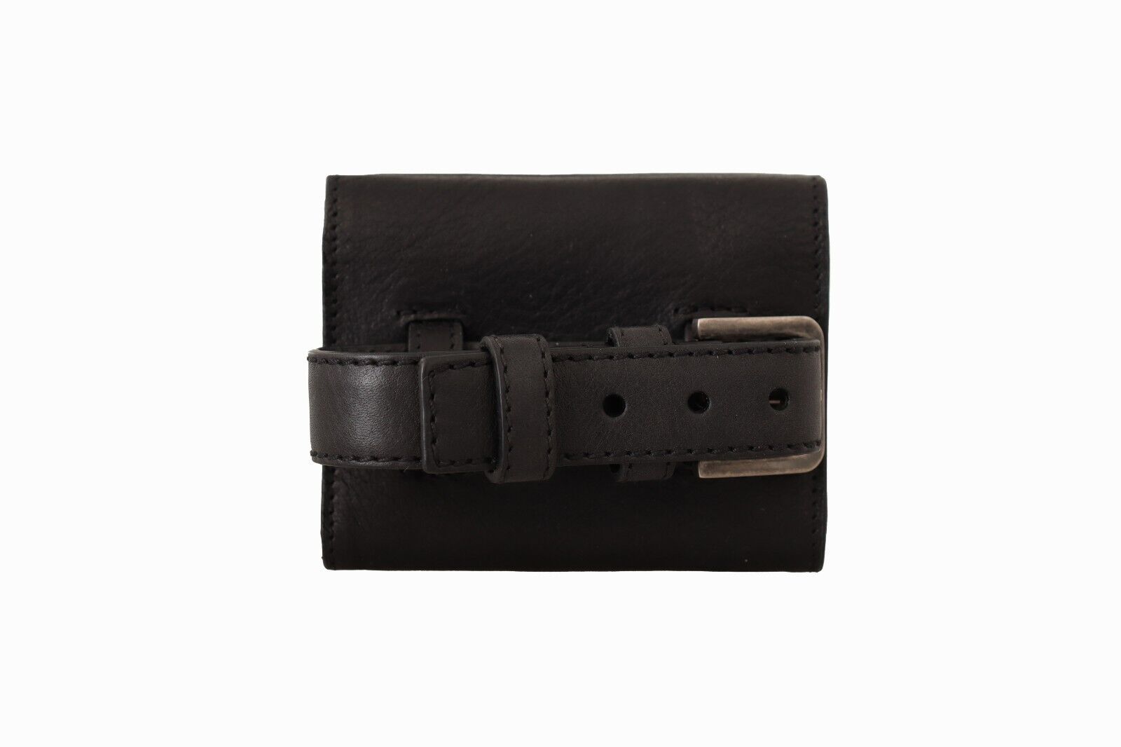 Black Leather Trifold Purse Multi Kit Belt Strap Wallet