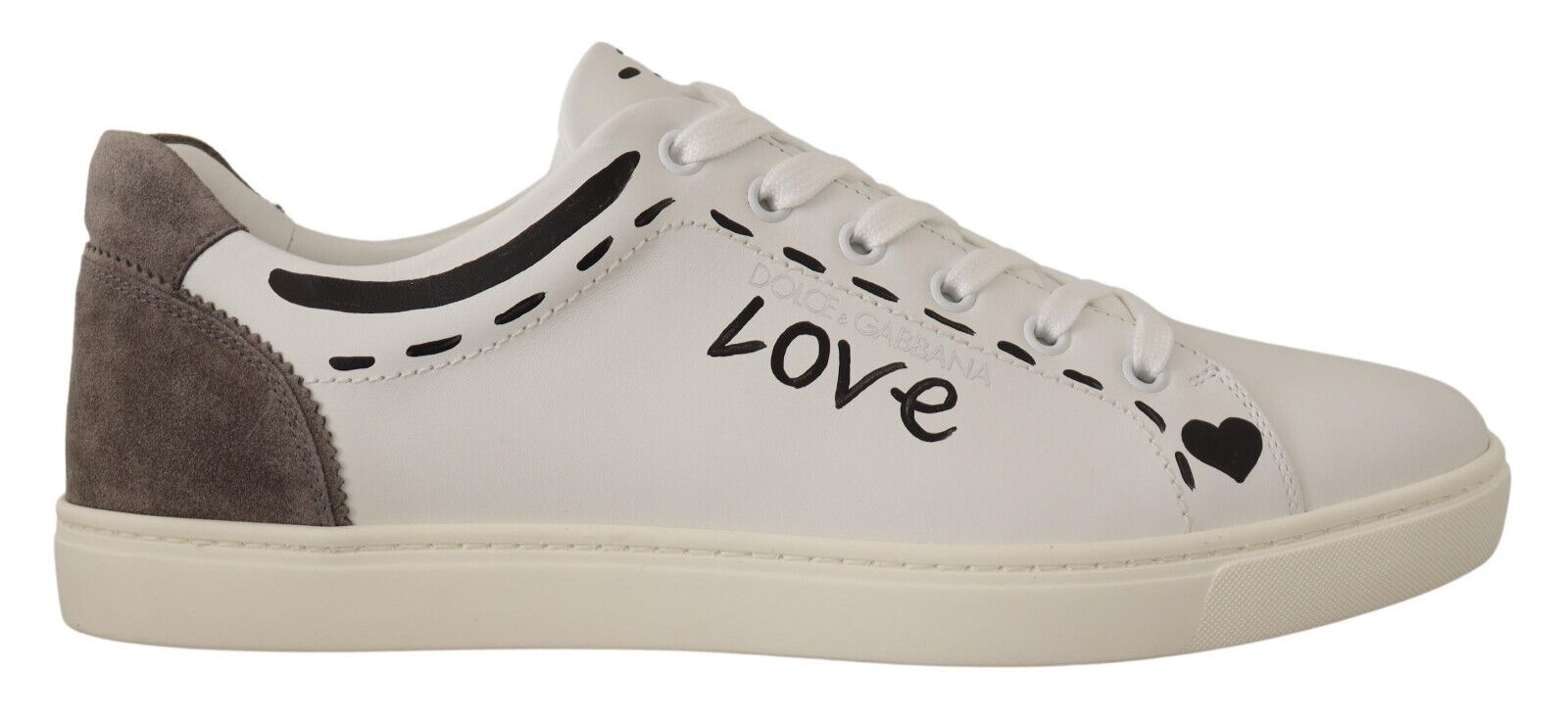 White Leather Gray LOVE Casual Sneakers Shoes