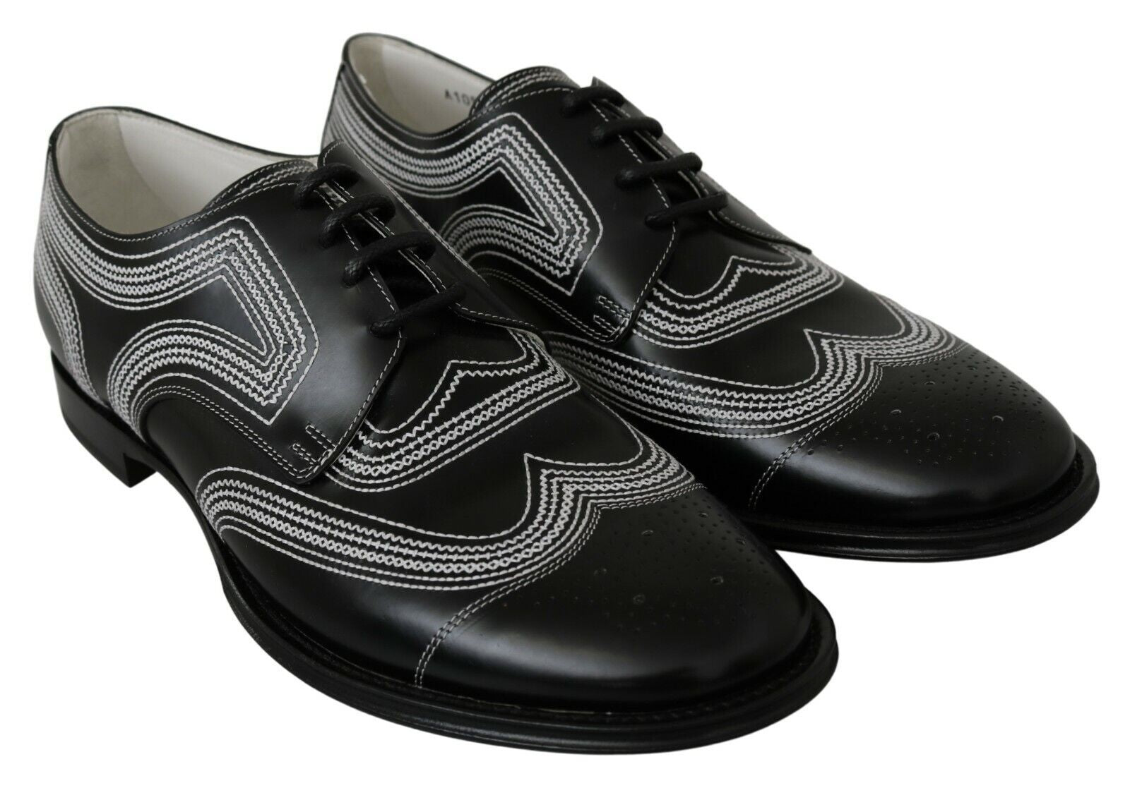 Black Leather Derby Formal White Lace Shoes