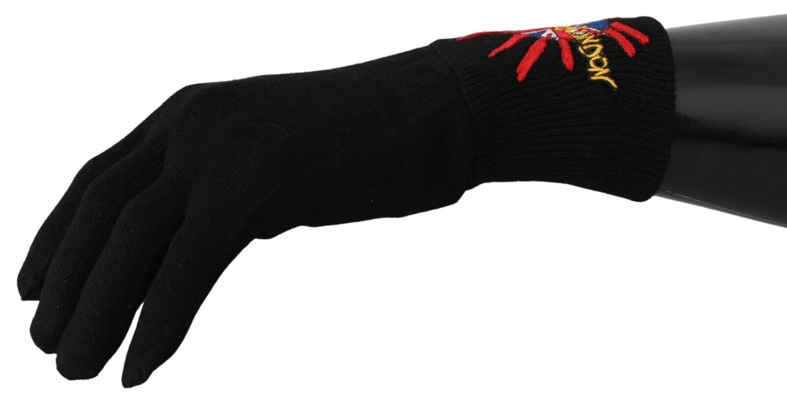 Black #DGLovesLondon Embroidered Wool Gloves